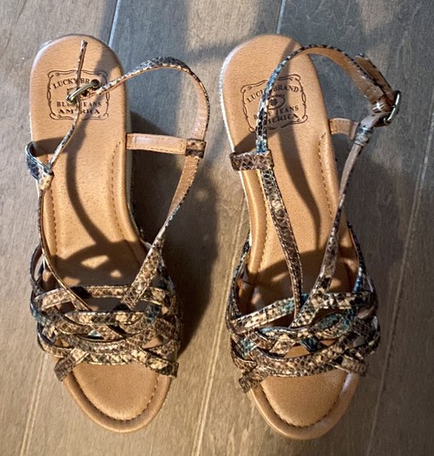 Lucky Brand Sommer Sandale Damen 9 M Keilabsatz Espadrille schwarz Textil Riemchen - Bild 3 von 6