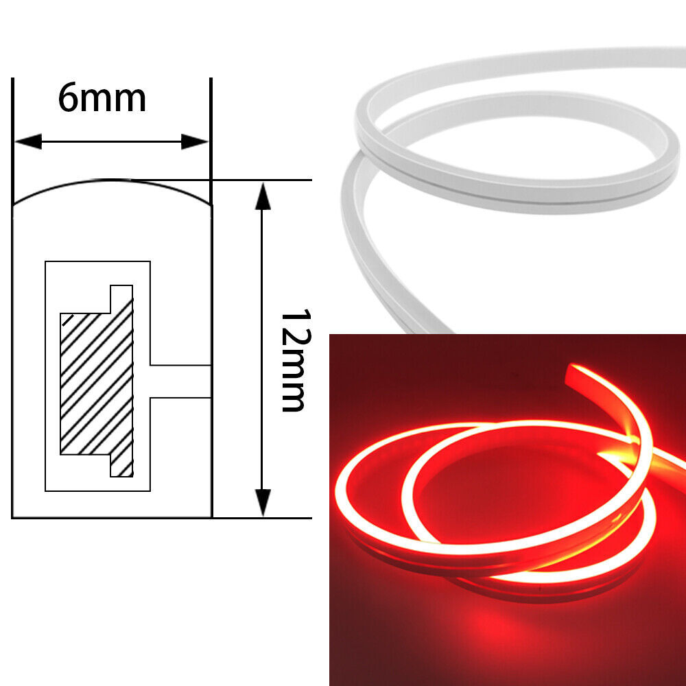 12V Flexible LED Strip Waterproof Sign Neon Lights Silicone Tube 1M 2M ...