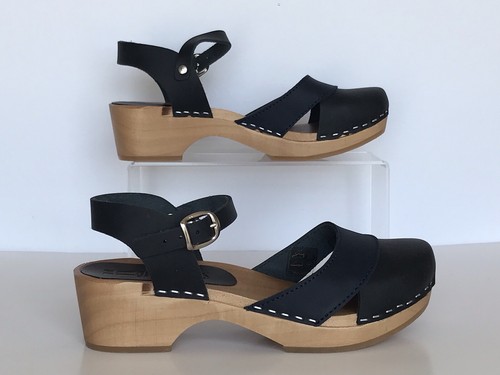 BJORK Swedish Comfort Oiled Leather Clogs Navy Blue Clogs Mila size 36 szs 6-6.5 - Picture 5 of 23
