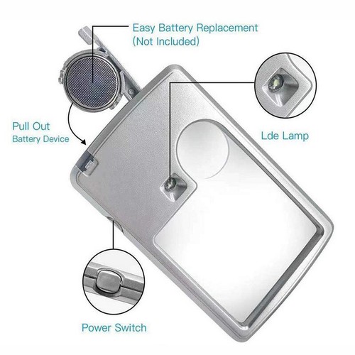 3X & 6X High Quality Illuminated Double Magnifying Glass Pocket Magnifier Large - Picture 3 of 6