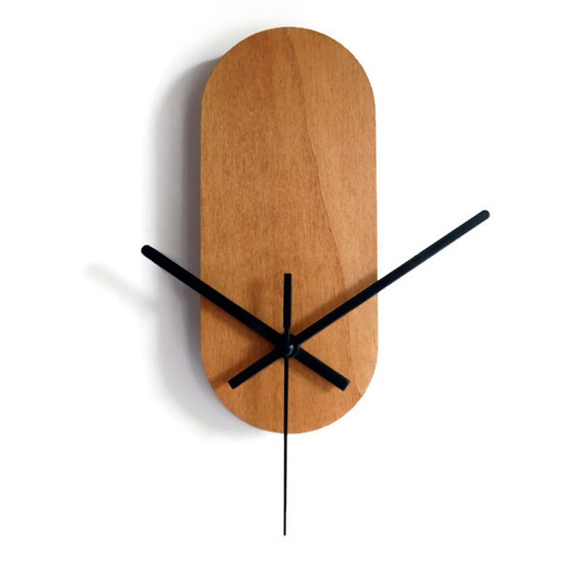 Minimalist Tiny Wood Wall Clock Light Walnut - Quiet Timepiece for Living Room