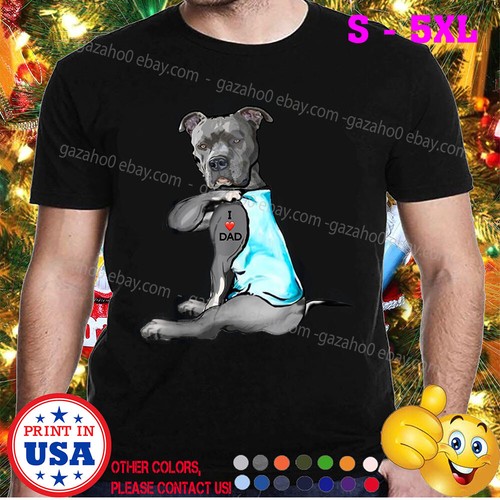 Dog Pitbull I Love Dad Tattoo Gift T 