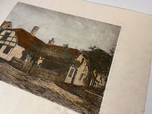Albert Jensen (Elmstedt) Original Kunst Frederikshavn Haus Dänemark signiert 37x28cm - Bild 9 von 10