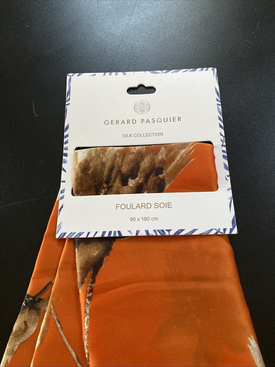 Gerard Pasquier Silk Scarf 90x180 cm orange, brown | eBay