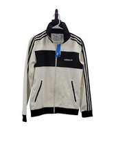 Adidas Originals Men  s Track Warm-Up Jacket Long Sleeve White/Black Zip Read