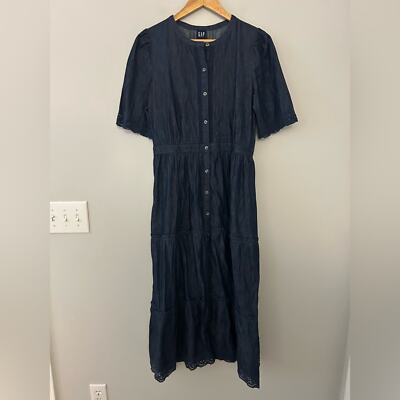 NWT Gap x LoveShackFancy Tiered Denim Chambray Maxi Dress | eBay