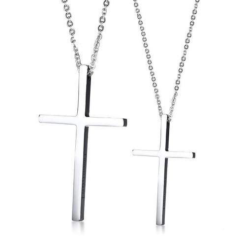 Simple Silver Cross Pendant Stainless 