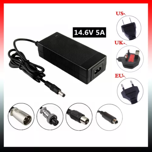 14.6V 5A LiFePo4 Battery Charger for 4S 12V 14.4V LiFePo4 Battery Pack Black AUS