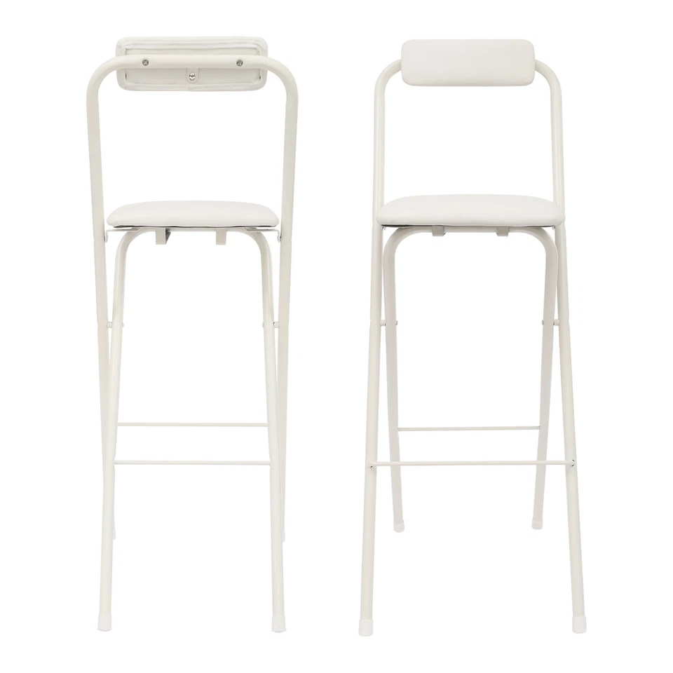 2PCS Modern Foldable Bar Chair, Tall Folding Chair, Portable Folding Stool White - Image 3 of 4
