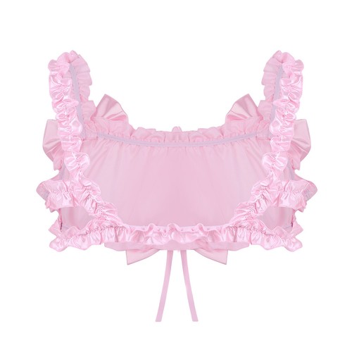 Set Reggiseno Uomo Sissy Frilly Arruffato Senza Ferretto Bralette con Mutandine Set Lingerie - Foto 9 di 48