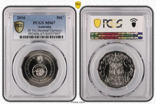 2016 Changeover 50c Coin '50 Yrs Decimal Currency' PCGS MS67 #7997