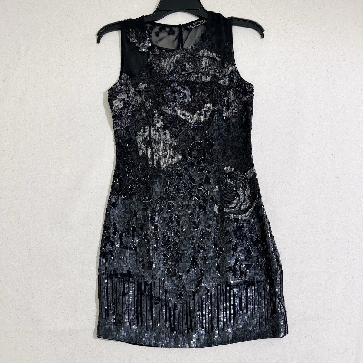 All Saints Cicily Sequin/Embellished/Beaded Dress Size US 4 Black