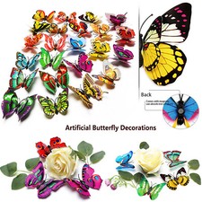 50/100/200pcs 3D Dual-Layer Artificial Butterflies Wall Floral Party Home Decor