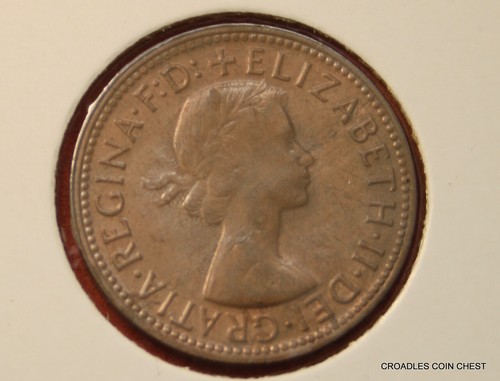 * 1963 HALFPENNY METAL FLAW ON OBVERSE ACROSS NECK CIRCULATED #BLNT 61