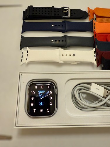 Hermes 44MM Apple Watch Face Series 4 Stainless Steel 10+ Free Bands Bundle - Picture 2 of 6