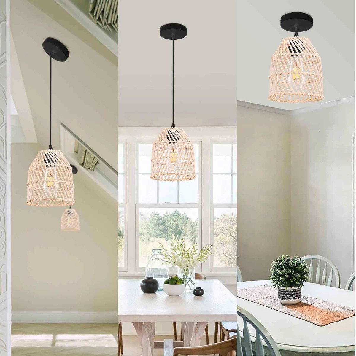 Rattan on sale dining light