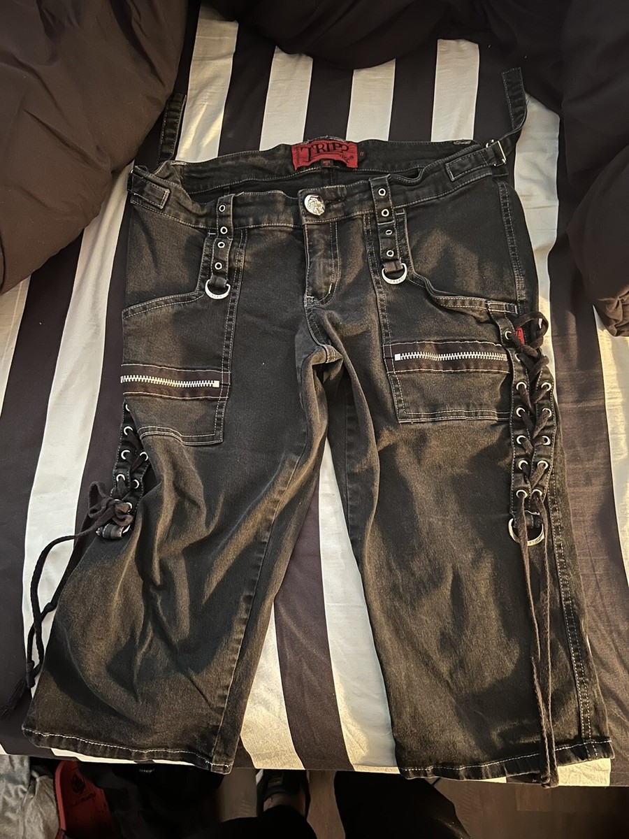 TRIPP NYC Pants-Vintage 2000s Black Gothic Punk Capri, Metal TRIPP NYC Pants-Vintage 2000s Black Gothic Punk Capri, Metal