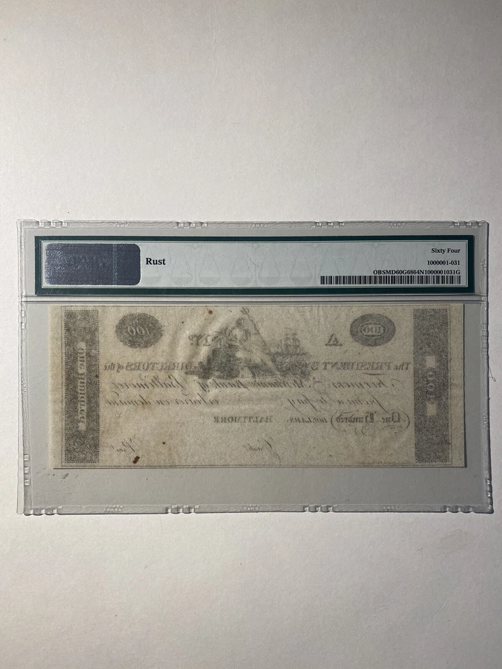 F & M Bank Of Baltimore Maryland $100 1810s-20s Remainder Choice Uncirculated - Image 2 of 2