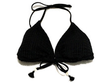 Wild Fable Juniors' Black L 12-14 Removable Pads Triangle Front Tie Bikini Top