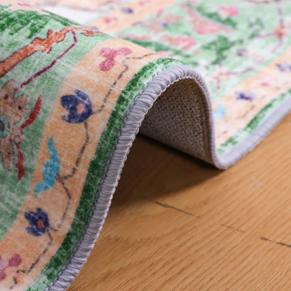 Alfombras boho para sala de estar lavables antideslizantes alfombras vintage para dormitorio comedor Foto 4 de 4