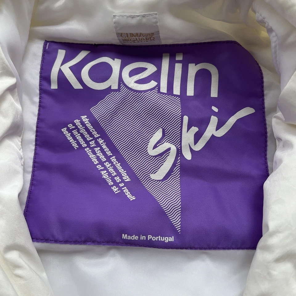 Vintage Kaelin Ski Suit Womens Medium White One Piece Snowsuit Retro 90s - Image 3 of 4