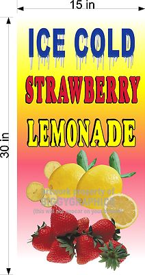  15'' X 30''  VINYL BANNER ICE COLD STRAWBERRY LEMONADE 