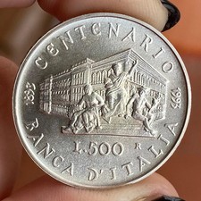 500 LIRE 1993 CENTENARIO DELLA BANCA D'ITALIA ARGENTO SILVER FIOR DI CONIO UNC