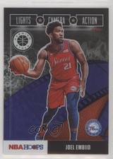 2019 Panini NBA Hoops Premium Stock Lights Camera Action Purple Joel Embiid 0zy1