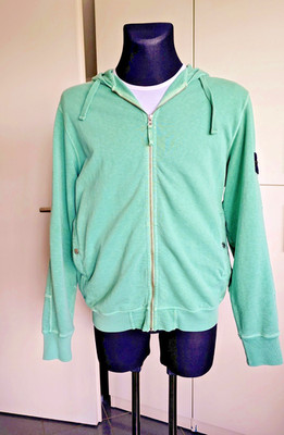 STONE ISLAND coole und edle grüne Sweatjacke mit Kaputze LOGO GR. XL NEUWERTIG