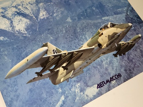 Vintage 1983 Poster Aermacchi Italian Fighter Jet Airplane 27" x 19" Italy RARE - Picture 3 of 11