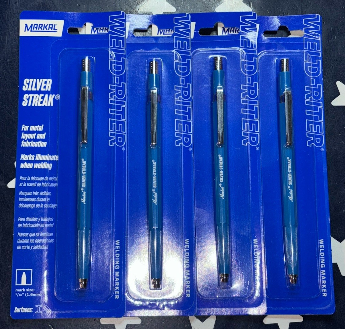 4 Pens- Markal 96006 Silver-Streak Metal Welding Marker Roun