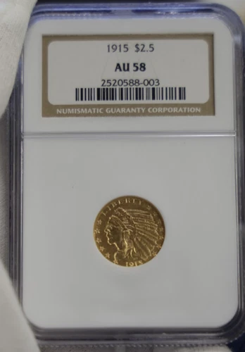 1915 US 2 1/2 Indian Gold Piece NGC AU 58
