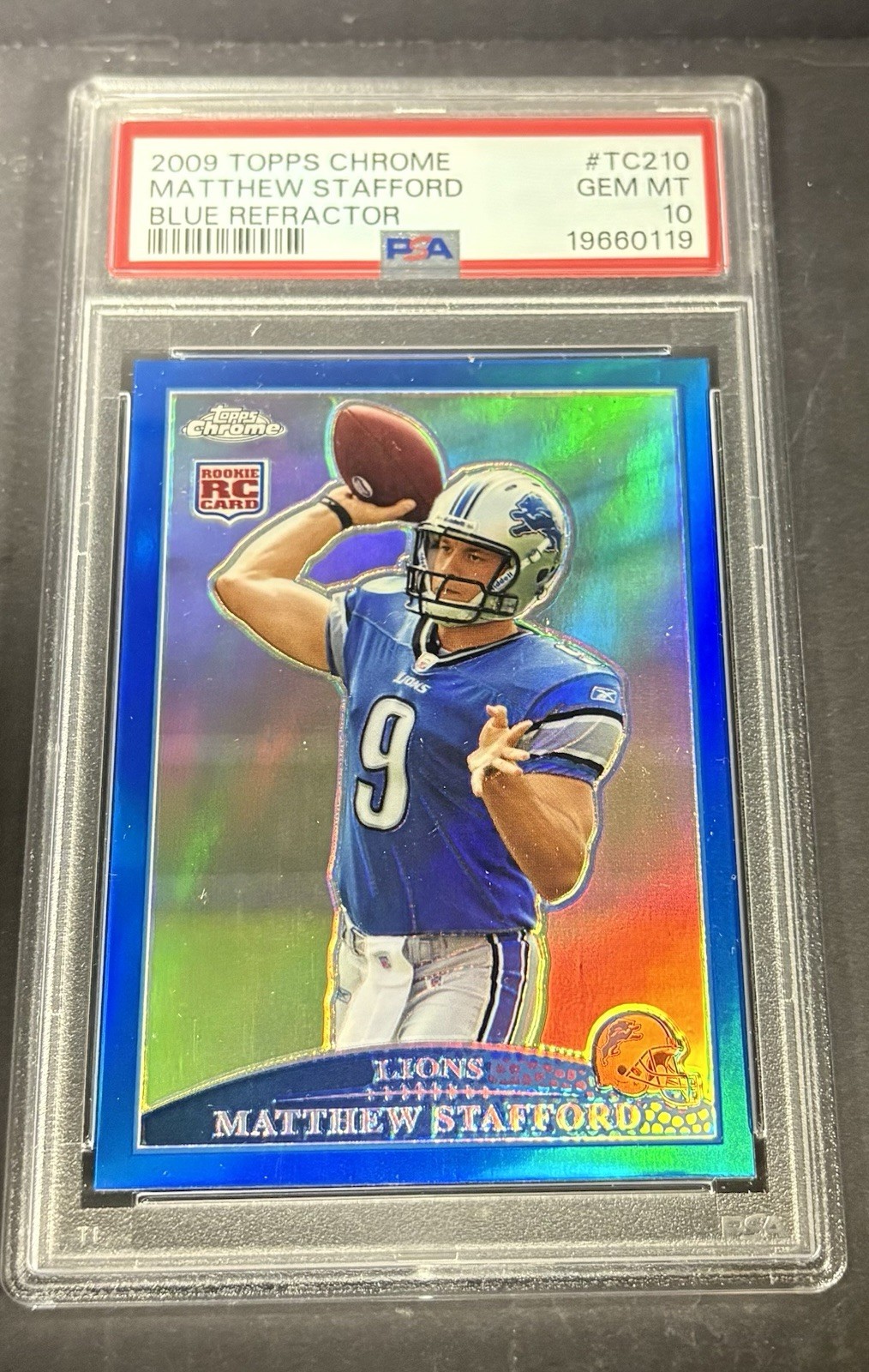 2009 Topps Chrome Blue Refractor Matthew Stafford #TC210 PSA 10
