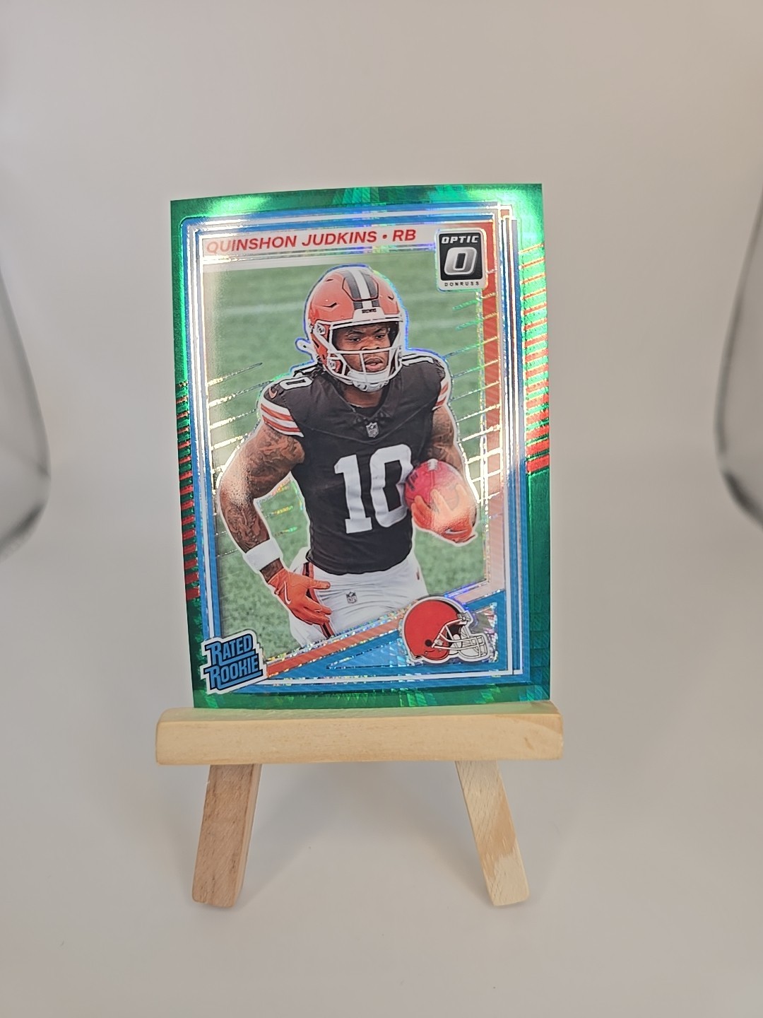 2025 Panini Donruss Optic - Rated Rookie Quinshon Judkins #252 Green Hyper Prizm