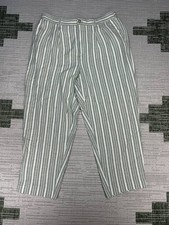 Madewell Tailored Tapered Pants Womens 12 Green White Striped Linen Blend New