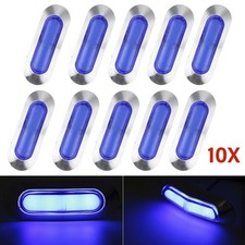 10x Blue LED Side Marker Lights Truck Trailer Clearance Indicator 4LED 12V-24V