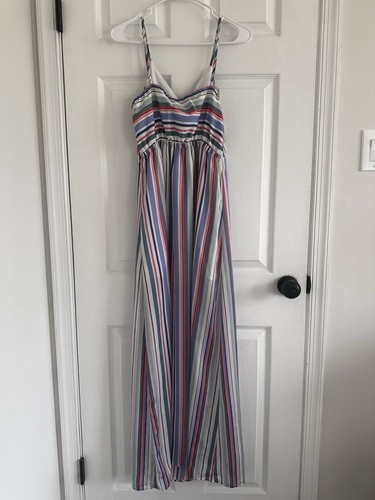 Jack by BB Dakota Stripe My Fancy Maxi Dress Multi Stripe Sleeveless Satin Small - Bild 4 von 5