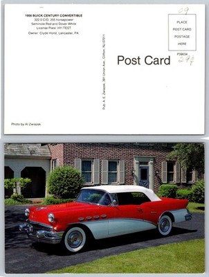 1956 Buick Century Convertible Seminole Red Dover White Classic Car Postcard