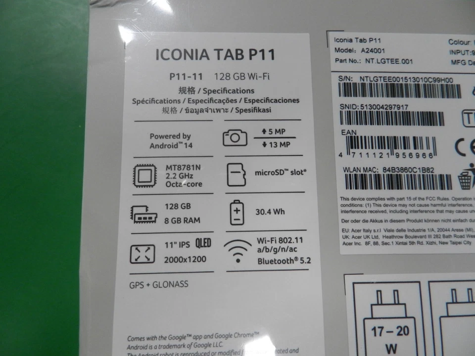 ACER Iconia Tab P11 - Iron Grey - Wi-Fi - 11 Zoll - 128 GB - A24001 - NEU - Bild 3 von 4