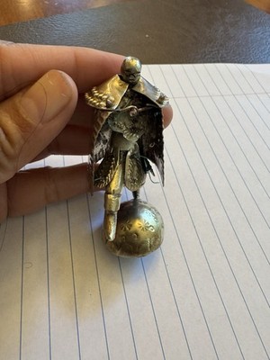 Dancing Brass Warrior Figure Figurine and Moveable Cape And Parts Vintage