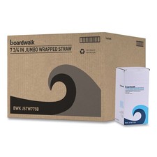 Boardwalk JSTW775B 7.75 in. Wrapped Jumbo Straws - Black 12500/Carton New