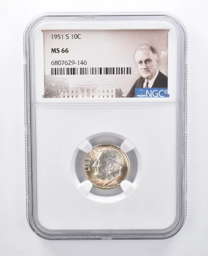 1951-S Roosevelt Dime MS66 NGC Tone *7962