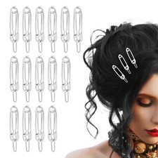 Bewudy 15 Pcs Hair Clips, Safety Pin Shape Hair Clips for Women, Goth Hair Ac...
