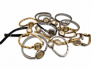 14 Vintage Ladies Watch Lot Bulova Elgin Benrus Waltham For Parts Repair