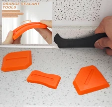 Quacc 4 PCS Caulking Tool Set, Reusable Sealant Grout Finishing  Orange  #171 