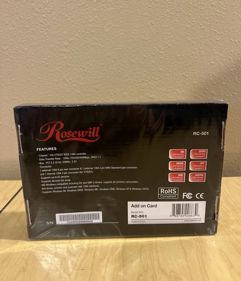 Rosewill 2+1 Ports FireWire 1394a Controller PCI Card RC-501 NEW - Image 2 of 2