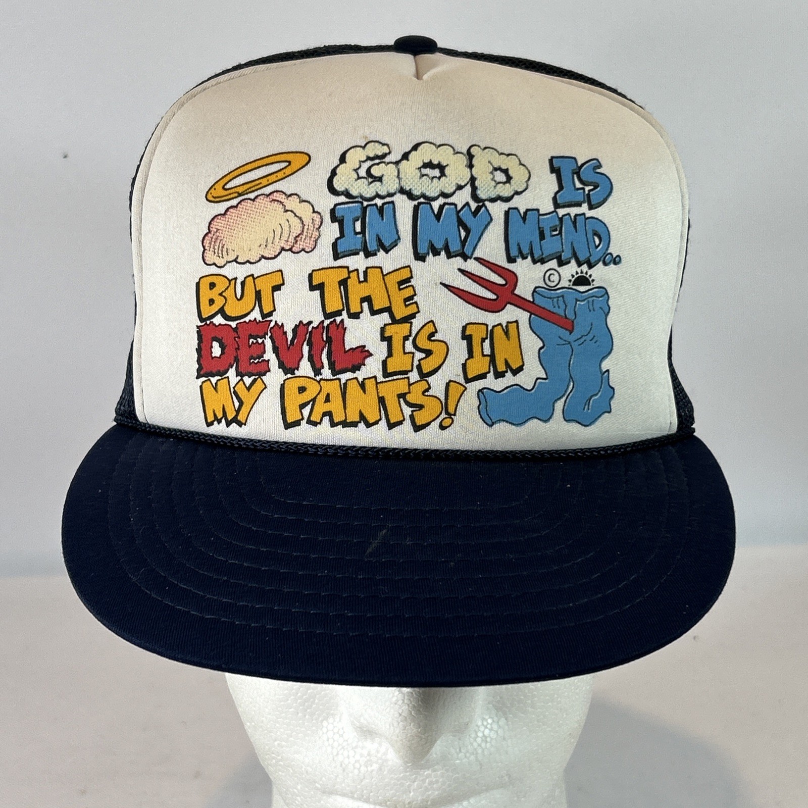 Cap Cartoon Graphic 1980&rsquo;s Foam Mesh Novelty God Devil