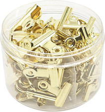 Gold Bulldog Binder Paper Clips, Assorted Sizes Set, Paperclips for School, Offi