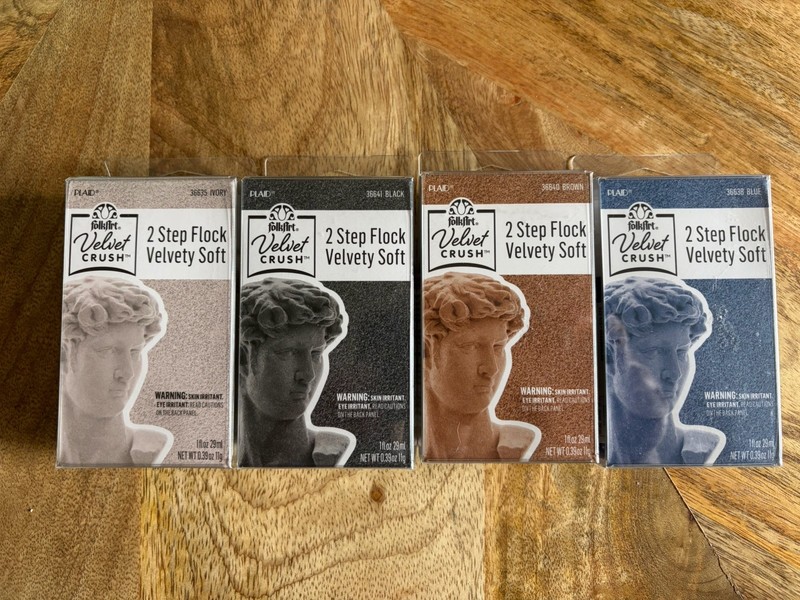 FolkArt Velvet Crush Flocking Kit-lot Of  Four Brown, Ivory, Black Blue New