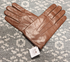  128 Coach Men's Cashmere Lined Basic Nappa Leather Gloves -MEDIUM - Fawn - New 